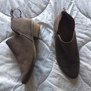 Dark gray suede ankle booties
